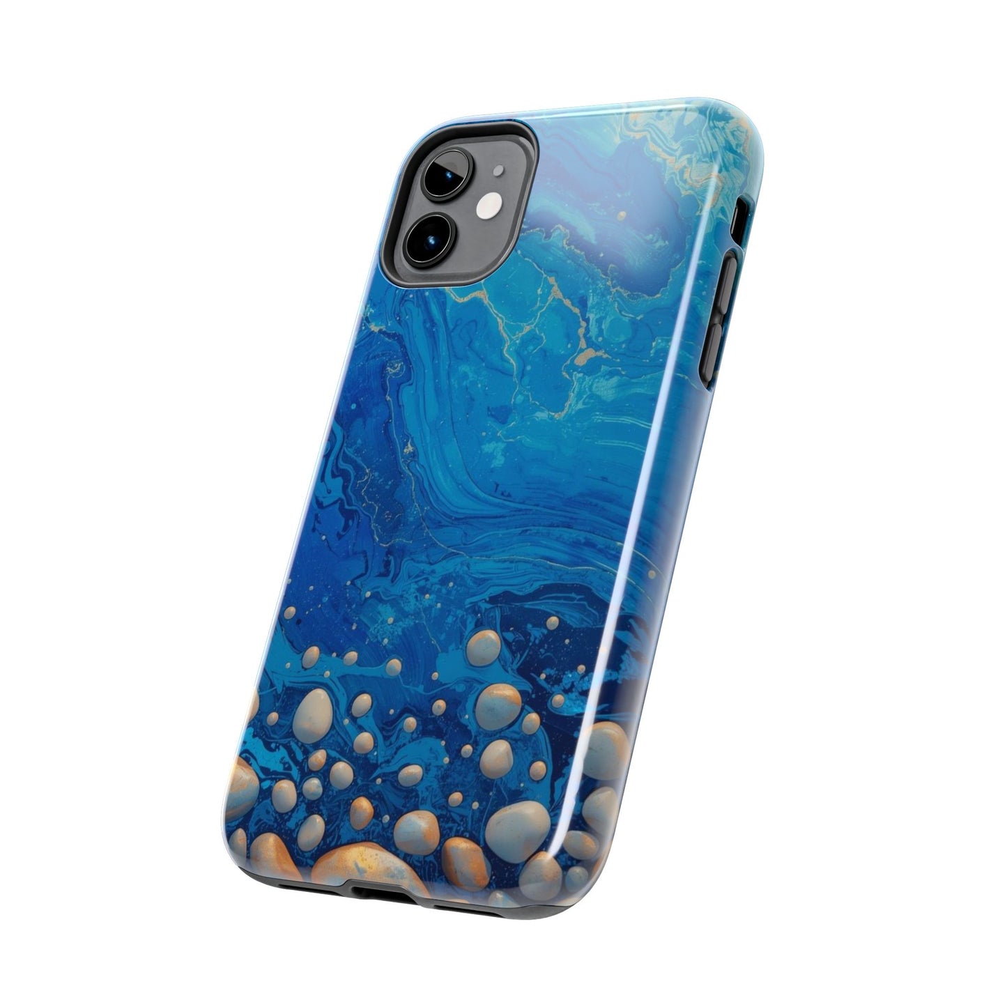 Blue Ocean Pebble Tough Phone Case — Protective Artistic Marble Design