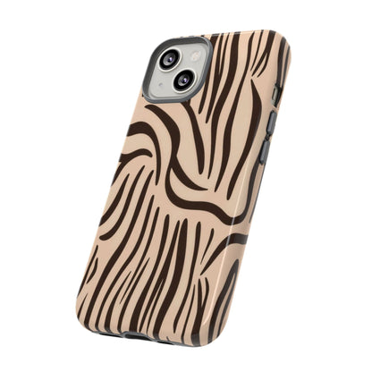 Zebra Stripe Tough Phone Case – Neutral Animal Print Protective Cover