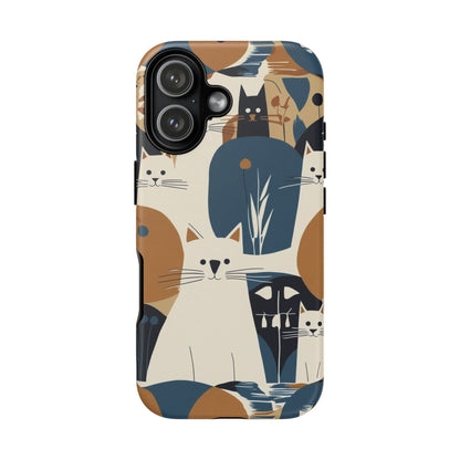 Cat Pattern Phone Case – Retro Abstract Cats Protective iPhone Cover