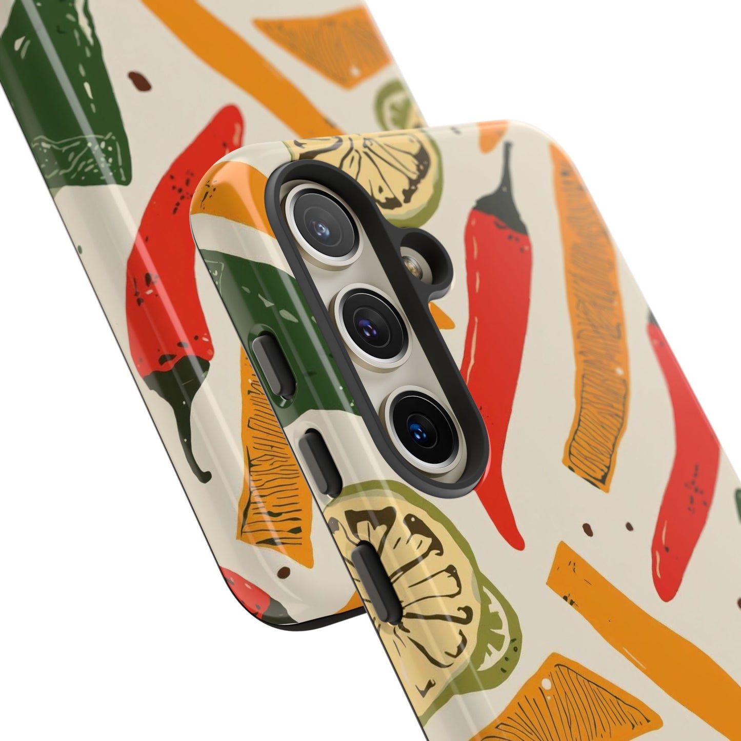 Spicy Peppers Phone Case – Colorful Chili, Lime & Citrus Pattern
