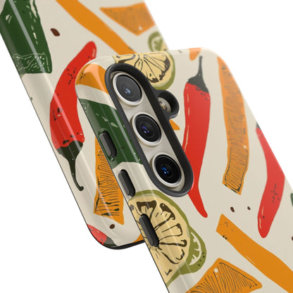 Spicy Peppers Phone Case – Colorful Chili, Lime & Citrus Pattern