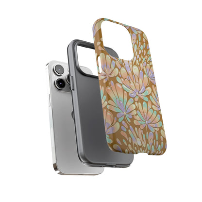 Floral Burst Tough Phone Case – Gold Pastel Botanical Protection