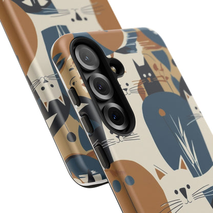 Cat Pattern Phone Case – Retro Abstract Cats Protective iPhone Cover