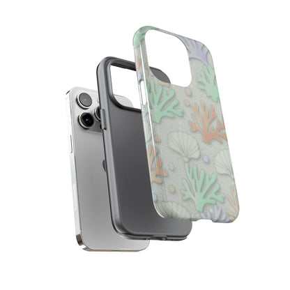 Pastel Coral Reef Tough Phone Case – Sea Shell & Coral Pattern Durable Protector