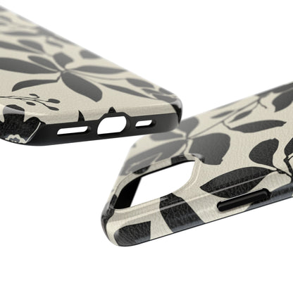 Tough Phone Case — Black Floral Silhouette Protective Cover