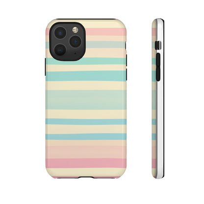 Pastel Striped Tough Phone Case – Protective Retro Rainbow Design