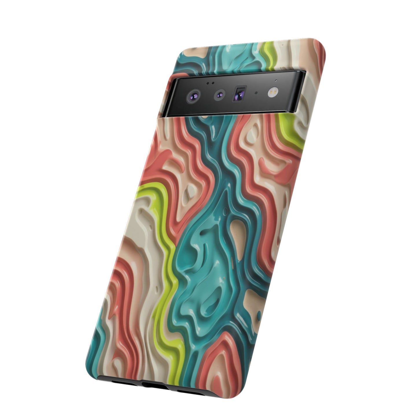 Abstract Contour Phone Case — Colorful Topographic Pattern Tough Case