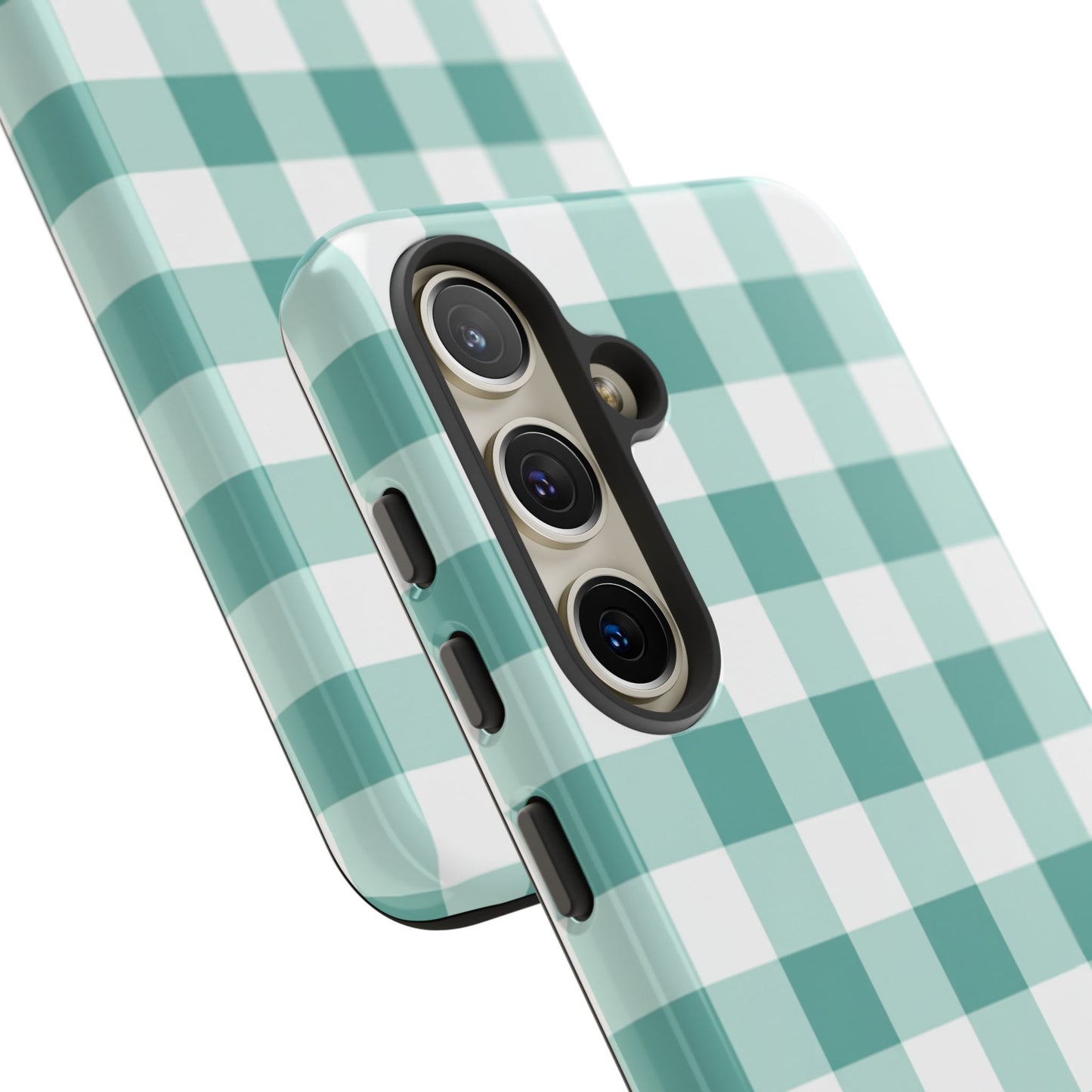 Mint Green Buffalo Check Tough Phone Case — Durable Plaid Protective Cover