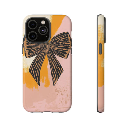 Bow Brushstroke Tough Phone Case — Pink & Mustard