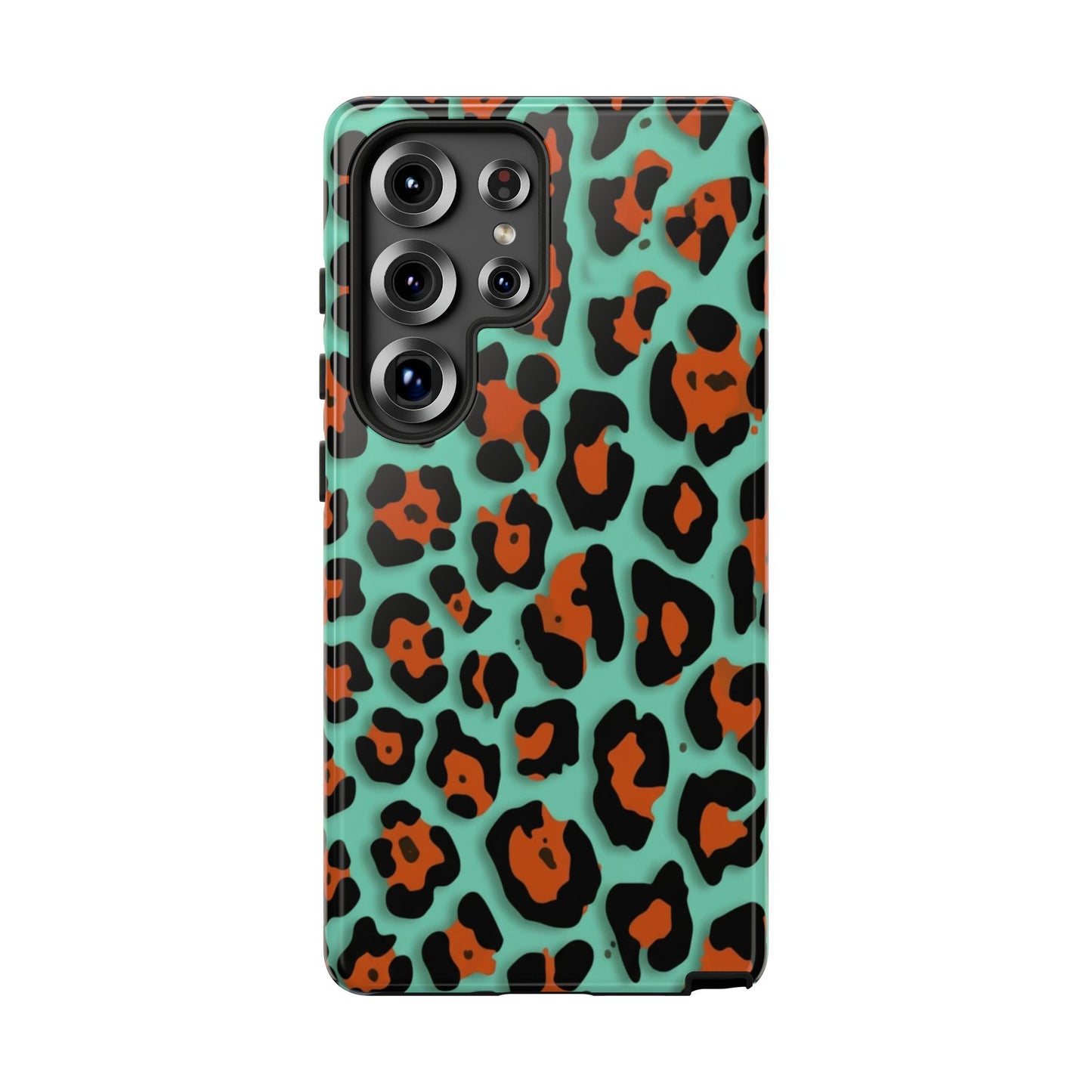 Teal & Rust Leopard Phone Case — Tough Protective Animal Print