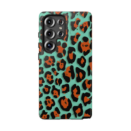 Teal & Rust Leopard Phone Case — Tough Protective Animal Print