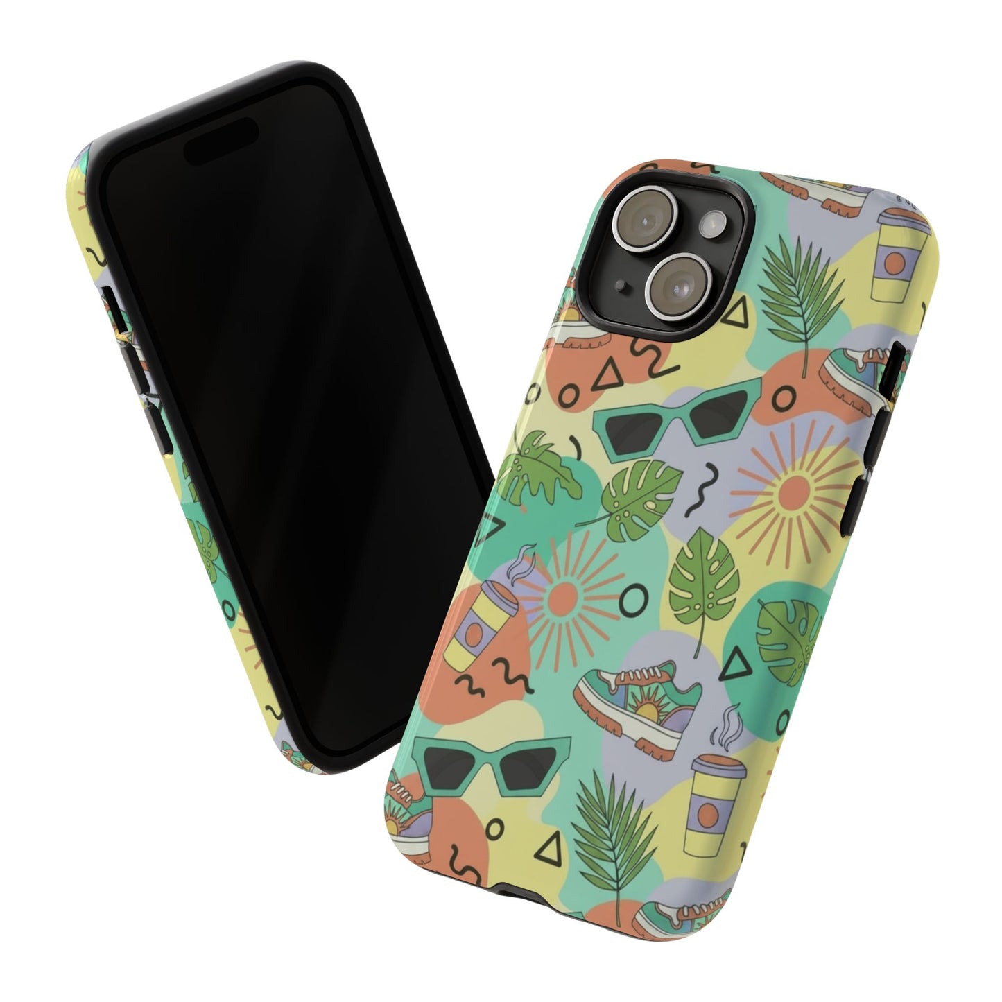 Tropical Summer Phone Case — Retro Sunglasses, Sneakers & Palm Pattern