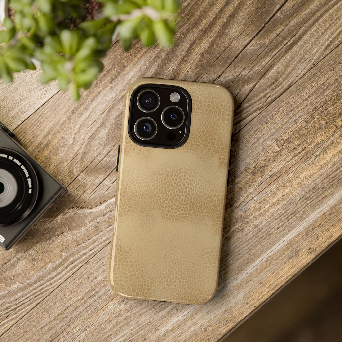 Tan Distressed Leather Texture Phone Case — Rugged Protective iPhone Cover