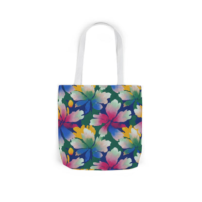 Colorful Tropical Floral Canvas Tote Bag — Vibrant Hibiscus Print