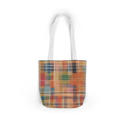 Autumn Plaid Canvas Tote Bag – Colorful Cozy Market Tote