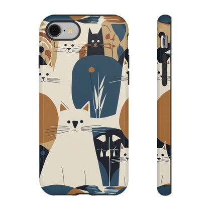 Cat Pattern Phone Case – Retro Abstract Cats Protective iPhone Cover