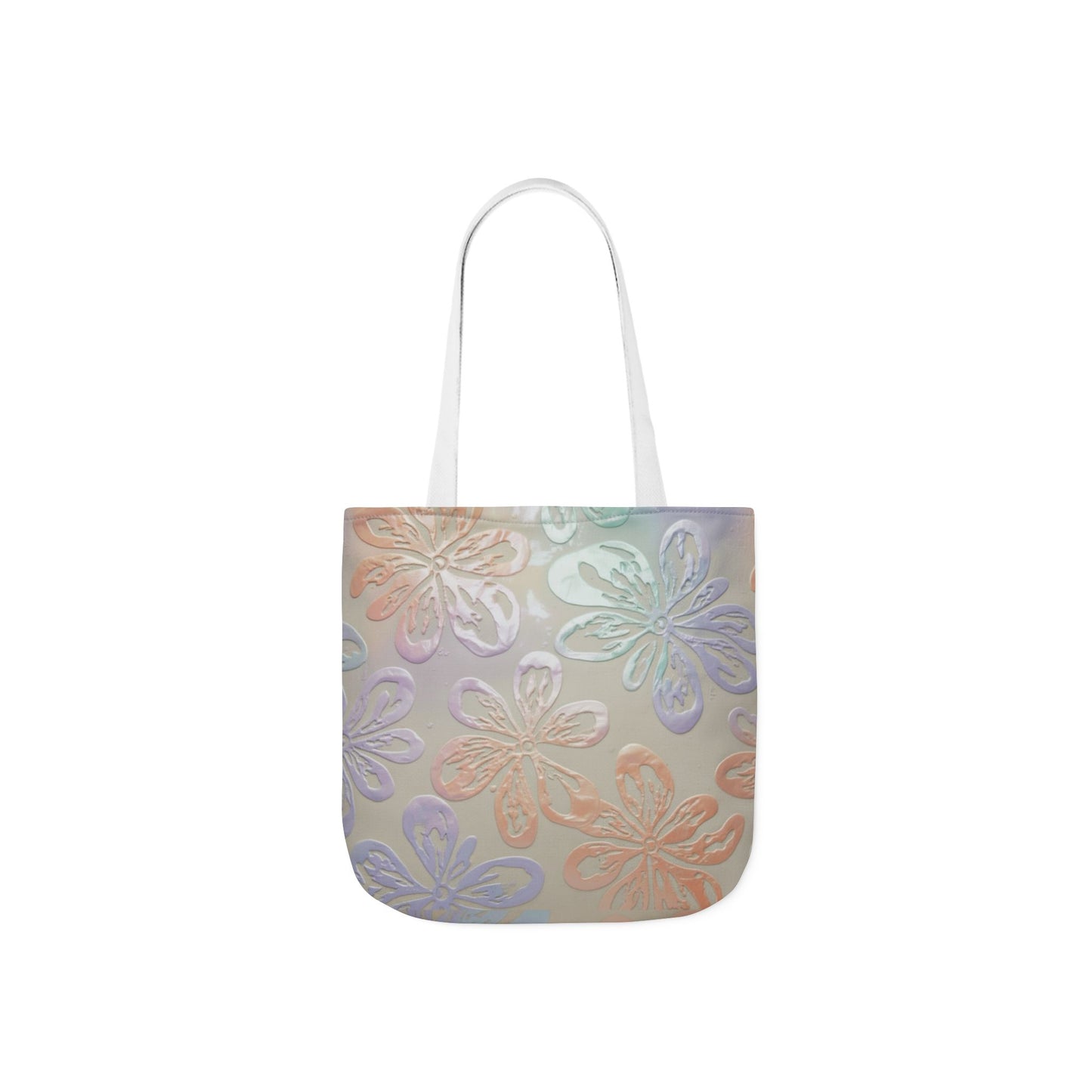 Pastel Floral Canvas Tote Bag — Embossed Hibiscus Beach Tote