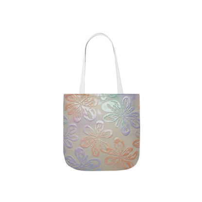 Pastel Floral Canvas Tote Bag — Embossed Hibiscus Beach Tote