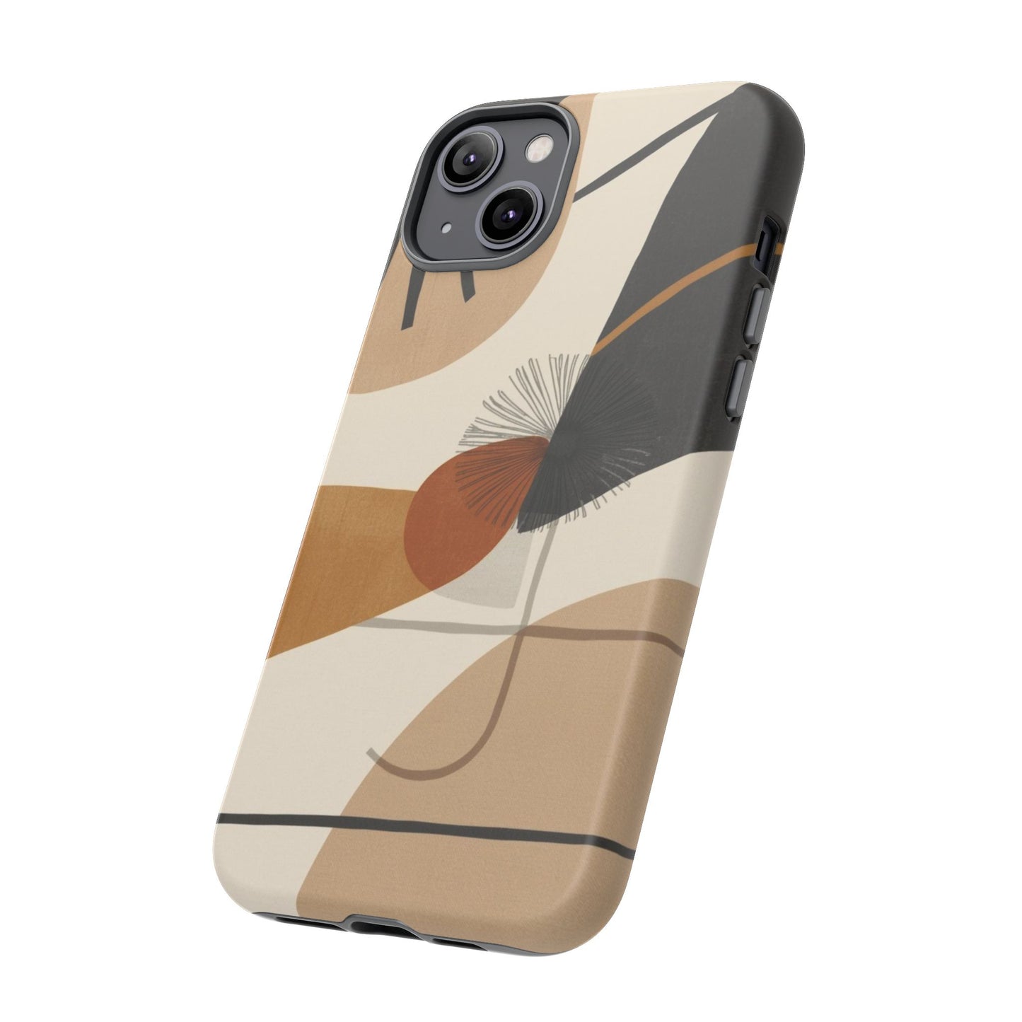 Abstract Earth Tone Phone Case — Mid-Century Minimalist Tough Case