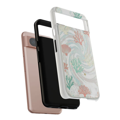 Seafoam Coral Tough Phone Case - Pastel Ocean Wave Design