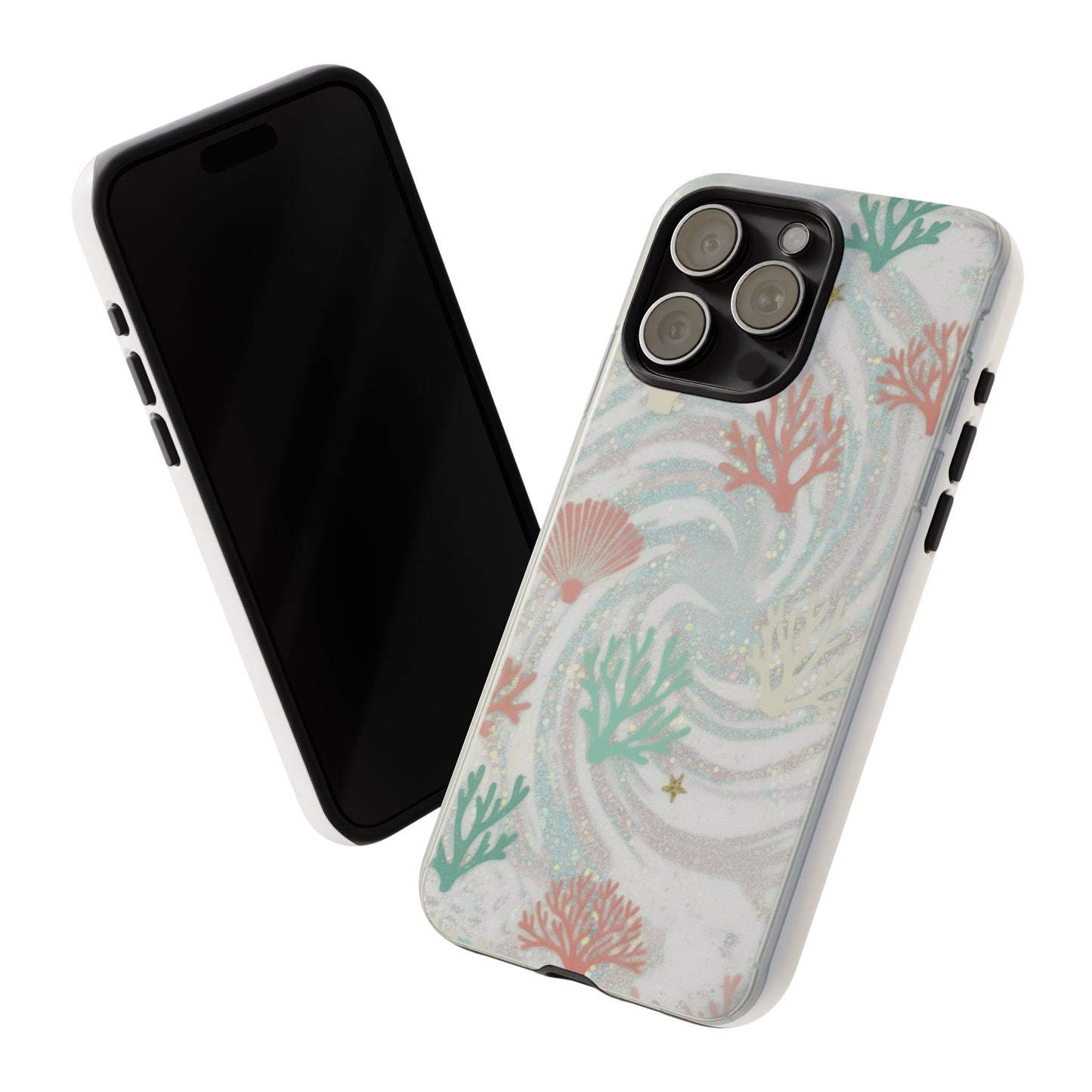 Seafoam Coral Tough Phone Case - Pastel Ocean Wave Design