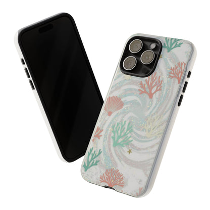 Seafoam Coral Tough Phone Case - Pastel Ocean Wave Design