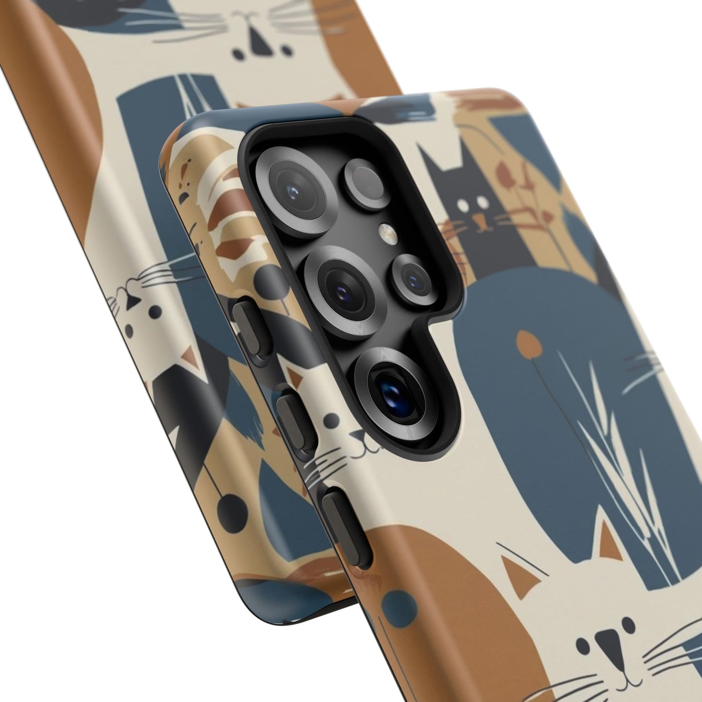 Cat Pattern Phone Case – Retro Abstract Cats Protective iPhone Cover