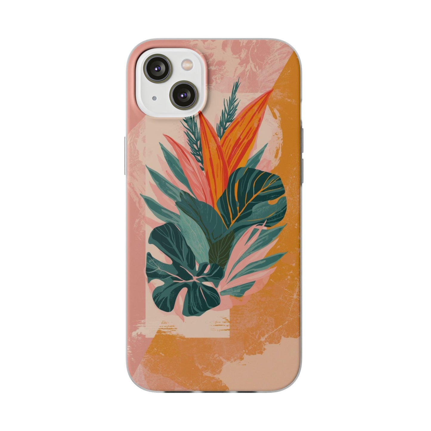 Tropical Botanical Phone Case — Pink & Orange Floral Flexi Case