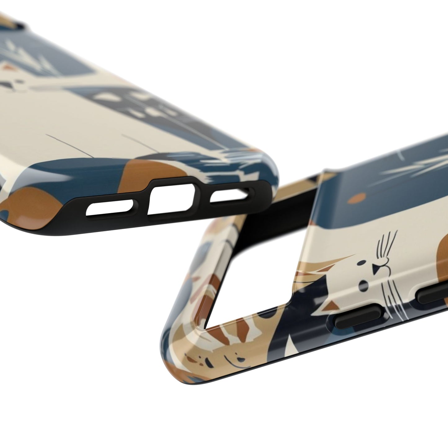 Cat Pattern Phone Case – Retro Abstract Cats Protective iPhone Cover