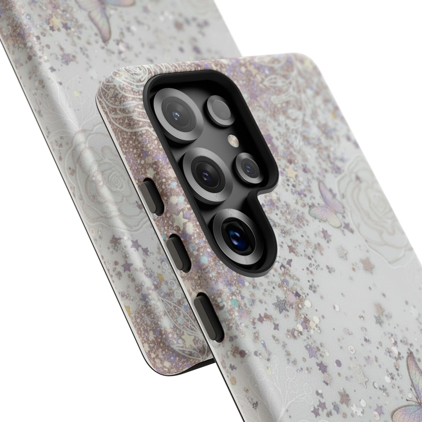 Butterfly Glitter Tough Phone Case — Floral Sparkle Protective Case