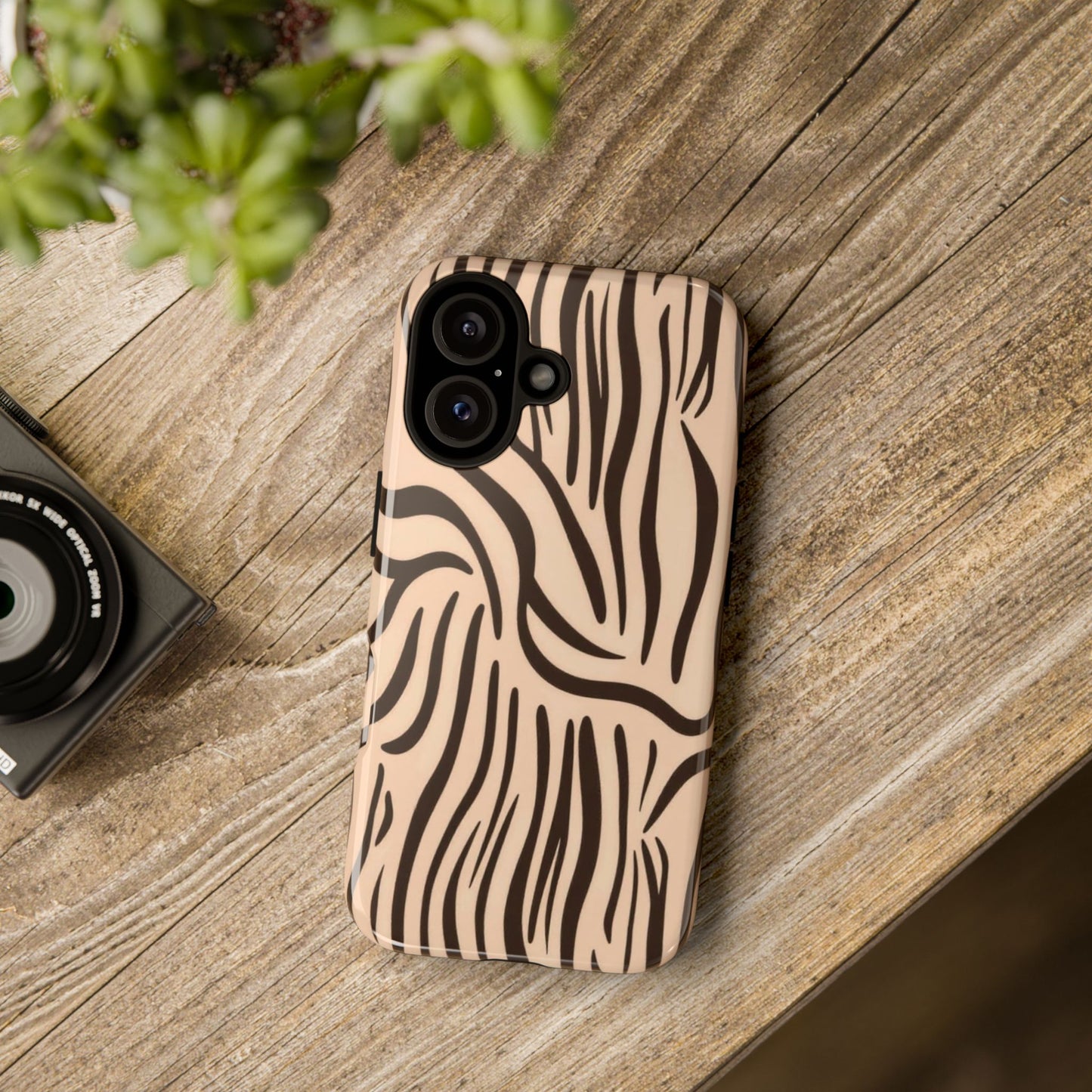 Zebra Stripe Tough Phone Case – Neutral Animal Print Protective Cover