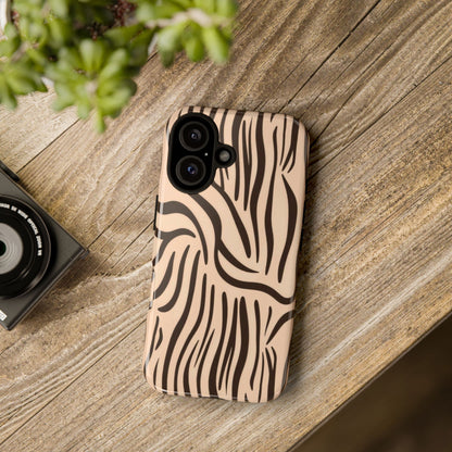 Zebra Stripe Tough Phone Case – Neutral Animal Print Protective Cover