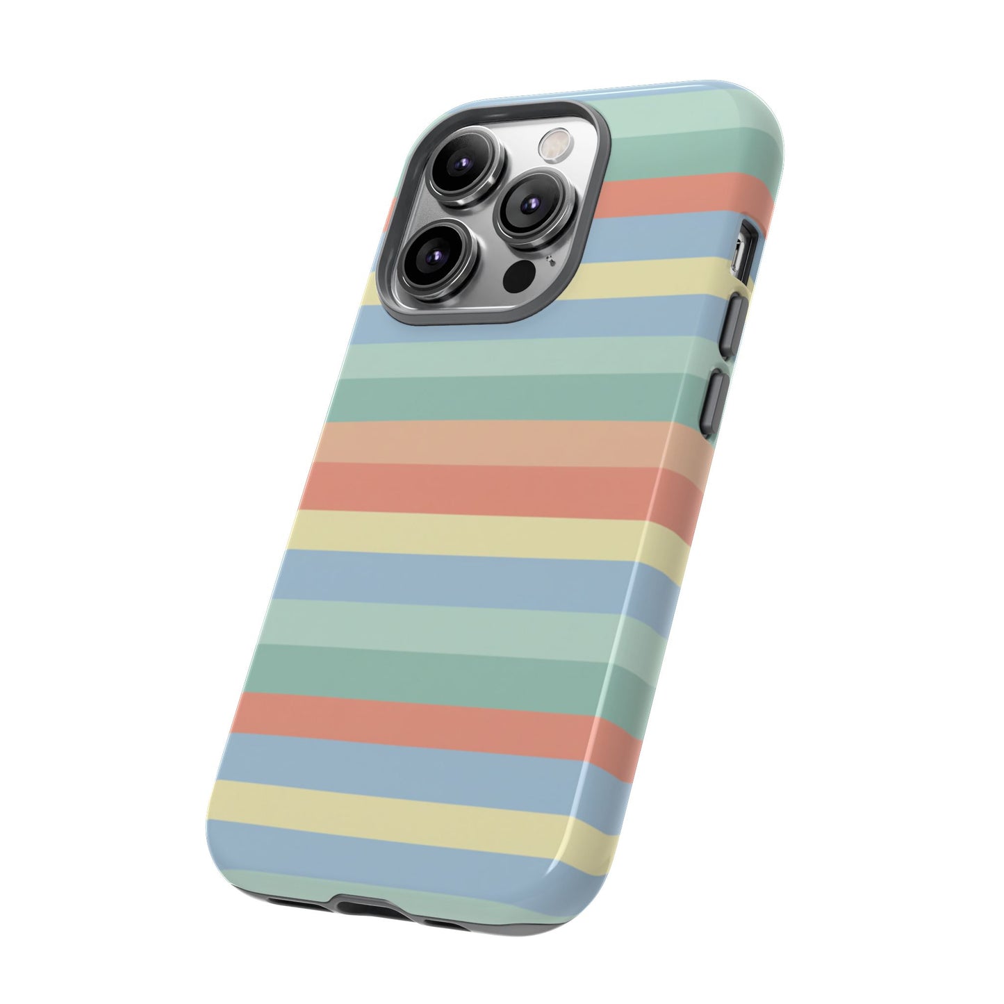 Pastel Striped Phone Case — Retro Horizontal Multi-Color Tough Case