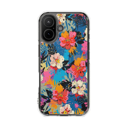 Clear Magnetic Phone Case — Bright Tropical Floral Impact Protection