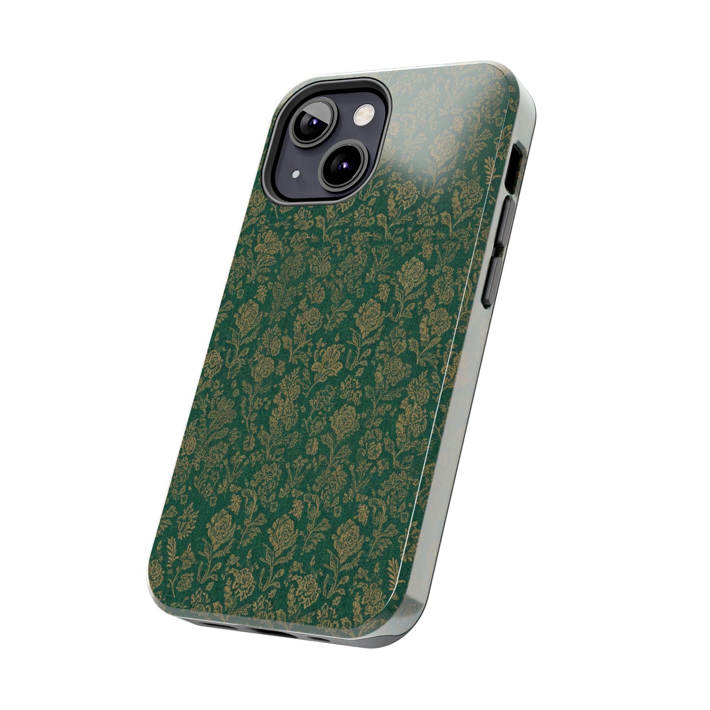Vintage Floral Tough Phone Case — Green Damask Protective Cover