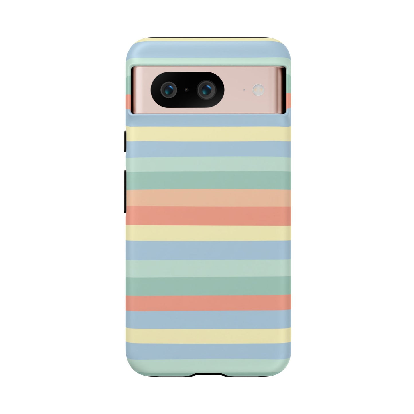 Pastel Striped Phone Case — Retro Horizontal Multi-Color Tough Case