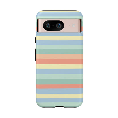 Pastel Striped Phone Case — Retro Horizontal Multi-Color Tough Case