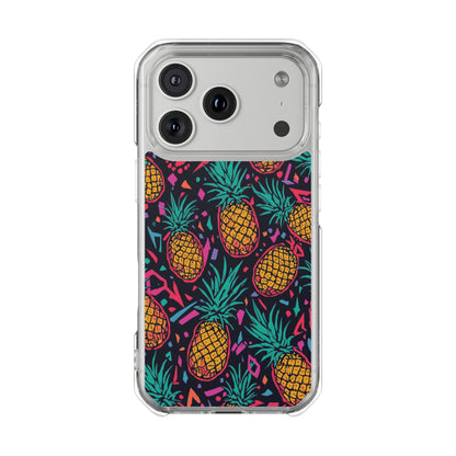 Clear Magnetic Phone Case — Tropical Pineapple Pattern