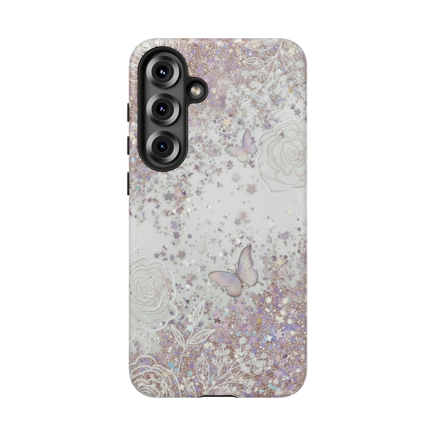 Butterfly Glitter Tough Phone Case — Floral Sparkle Protective Case