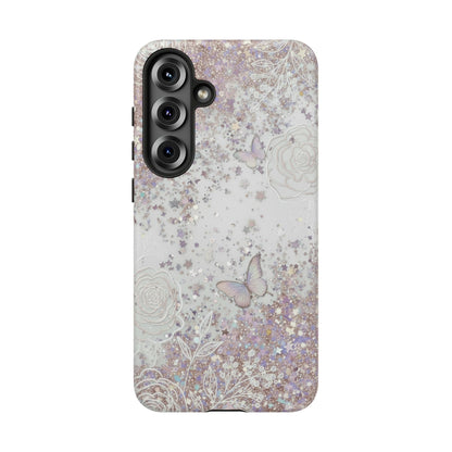 Butterfly Glitter Tough Phone Case — Floral Sparkle Protective Case