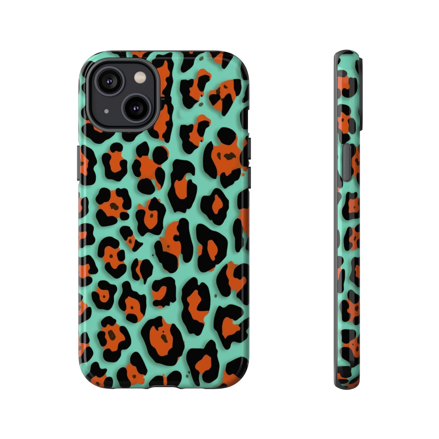Teal & Rust Leopard Phone Case — Tough Protective Animal Print