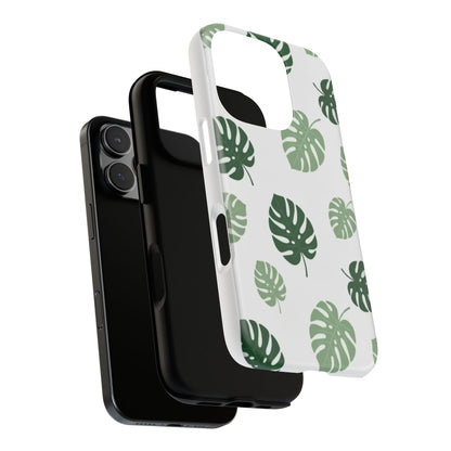 Monstera Leaf Tough Phone Case – Tropical Green Palm Pattern Protective Cover