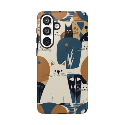 Cat Pattern Phone Case – Retro Abstract Cats Protective iPhone Cover