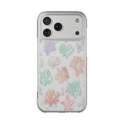 Clear Magnetic Phone Case — Pastel Sea Shell & Starfish Design