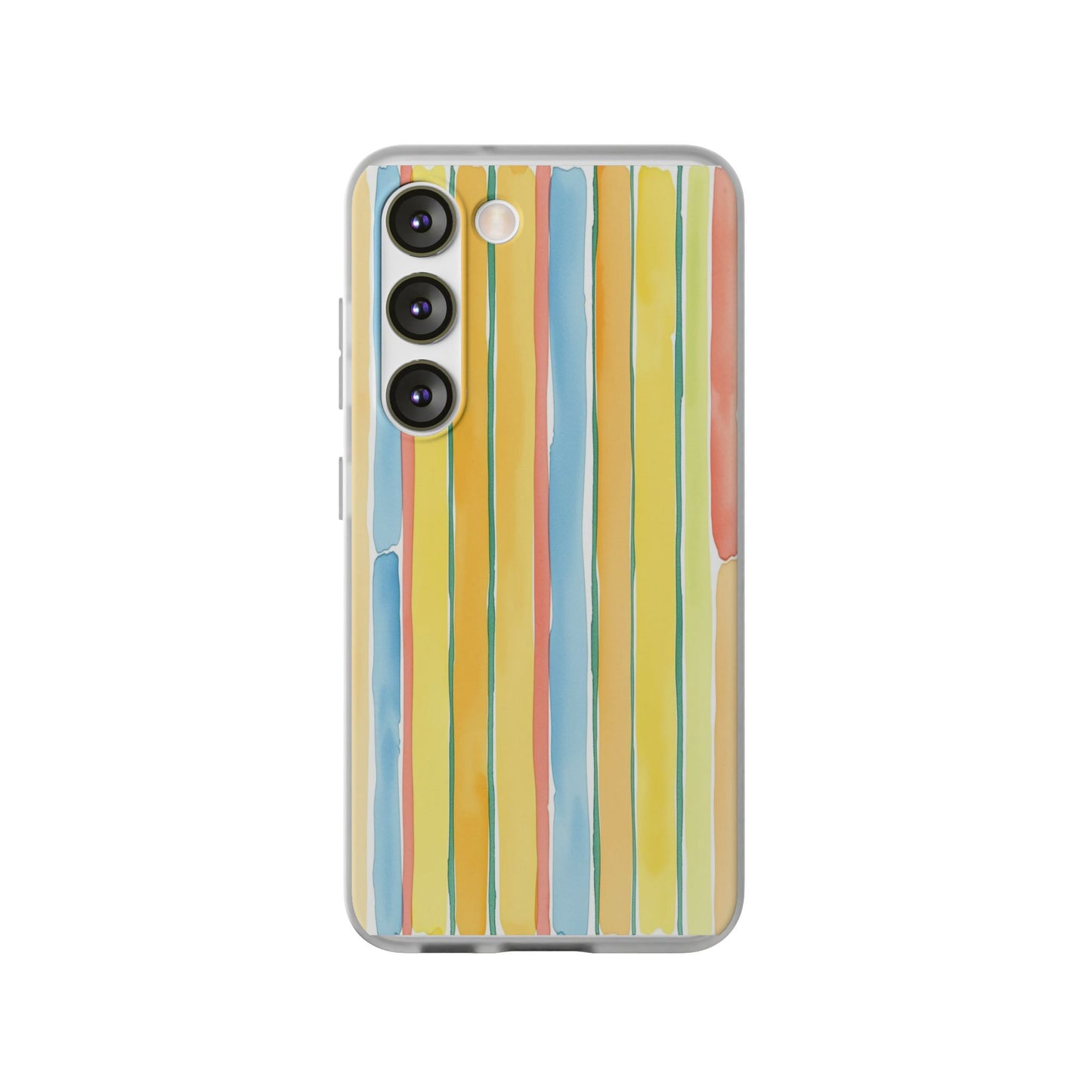 Watercolor Stripe Phone Case — Bright Pastel Vertical Stripes Protective Flexi Case