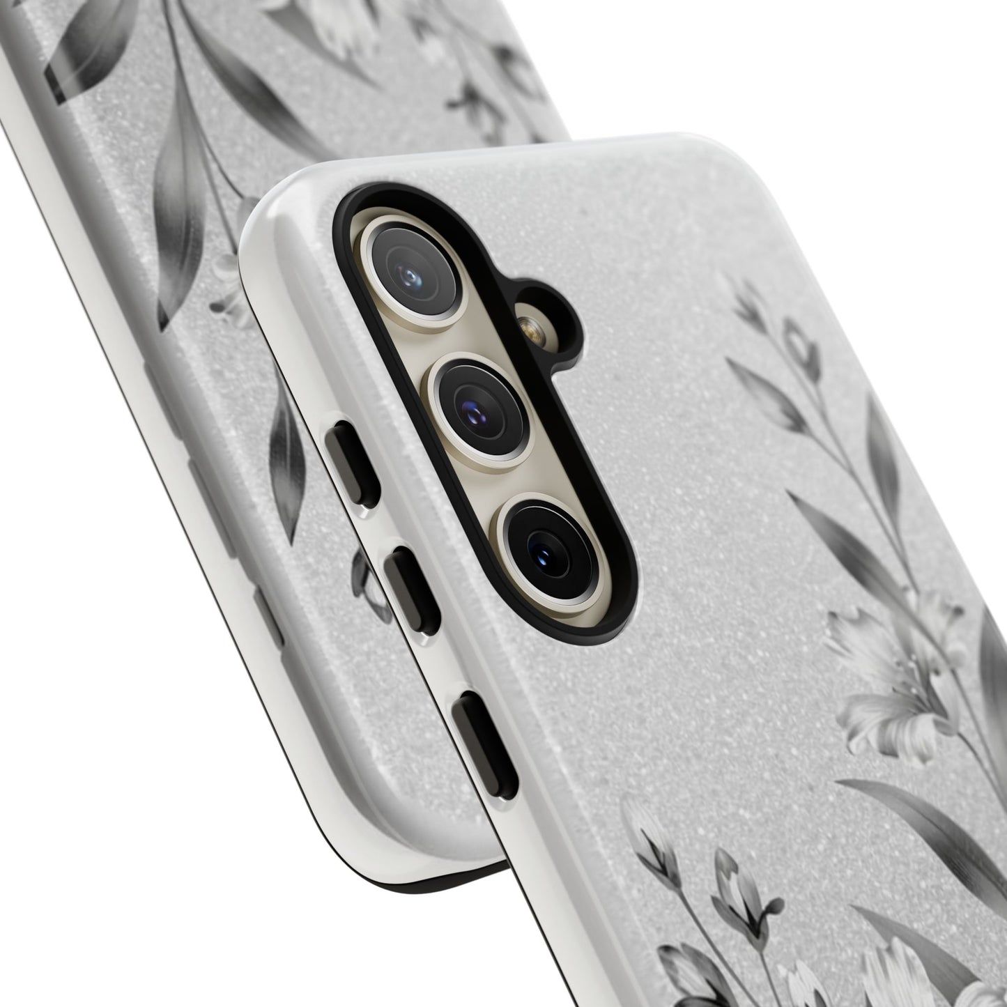 Floral Monochrome Phone Case — Elegant Black & White Lily Design