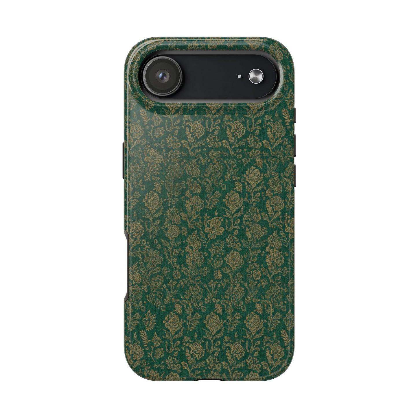 Vintage Floral Tough Phone Case — Green Damask Protective Cover