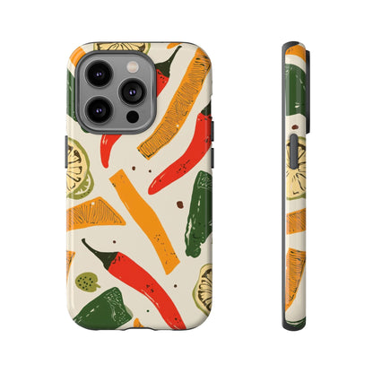 Spicy Peppers Phone Case – Colorful Chili, Lime & Citrus Pattern