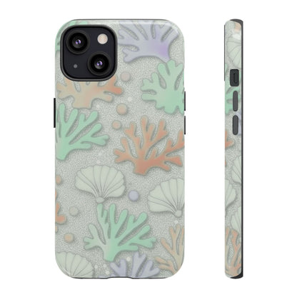 Pastel Coral Reef Tough Phone Case – Sea Shell & Coral Pattern Durable Protector