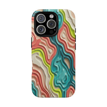 Abstract Contour Phone Case — Colorful Topographic Pattern Tough Case